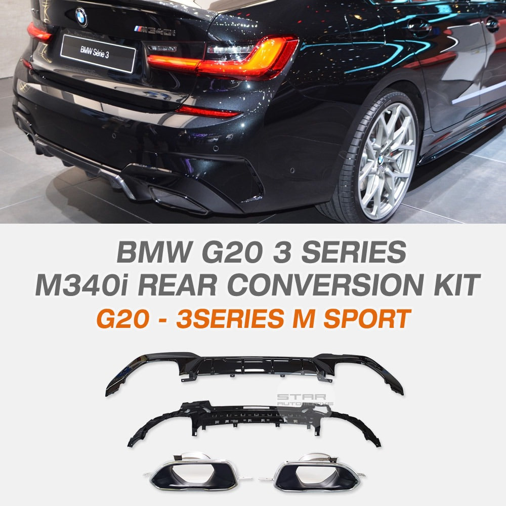 BMW G20 3시리즈 M 340i 컨버전킷 유광 블랙 크롬팁
