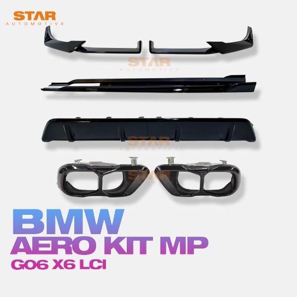 BMW G06 X6 LCI MP 퍼포먼스 킷 프론트립 디퓨져 사이드립 머플러팁 유광 블랙